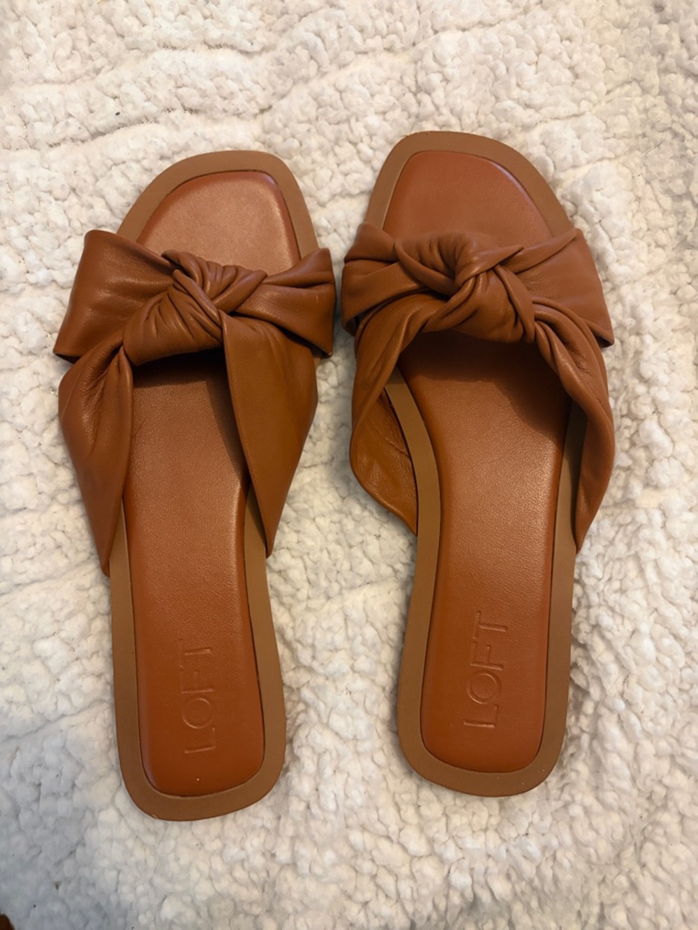 LOFT Brown Knotted Slide Sandals